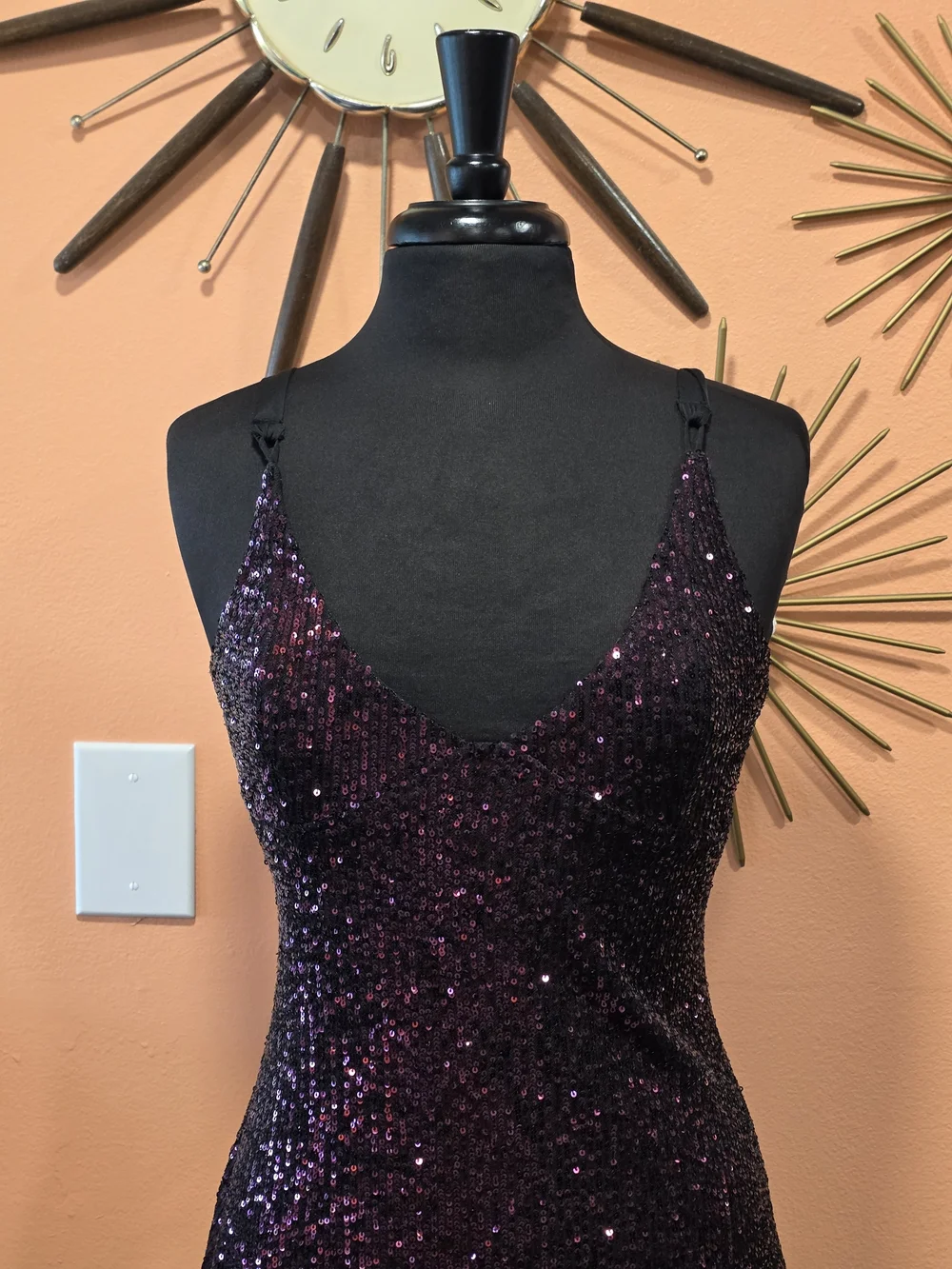 Free People Gold Rush S Plum Sequin Mini Dress Festival Y2K Fairycore Sparkle